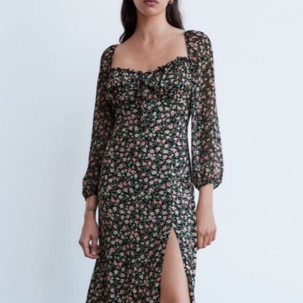 zara floral print dress